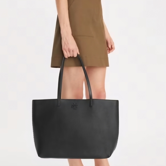 Tory Burch McGraw Tote Bag - Black Leather - Picture 6 of 7